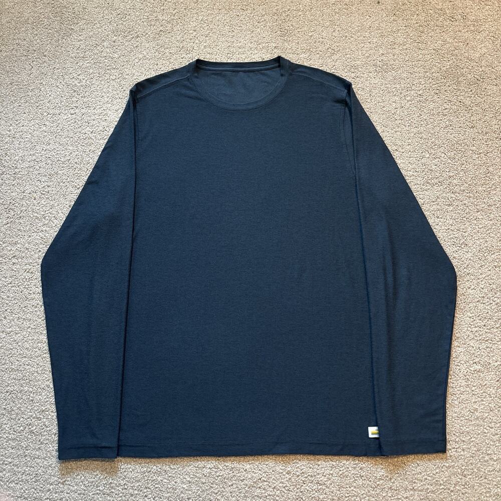 Vuori Shirt Mens Sz Large Blue Gym Running Yoga Long Sleeve Strato Tech T Shirt